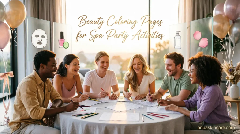 beauty coloring pages for spa party activities