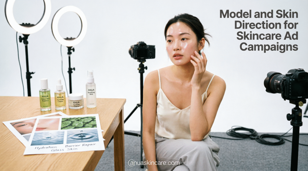 model and skin direction for skincare ad campaigns