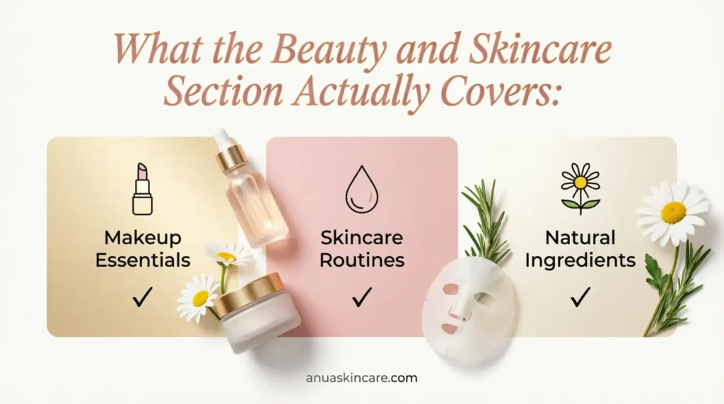 what the beauty and skincare section actually covers